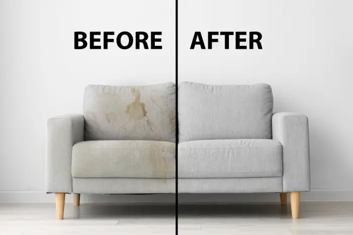 Couch Before and After cleaning